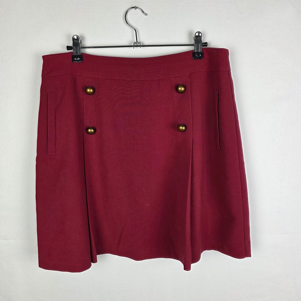 Amisu Burgundy Military Mini Skirt Brass Buttons‎ Sz 12 Wine Red Sailor School